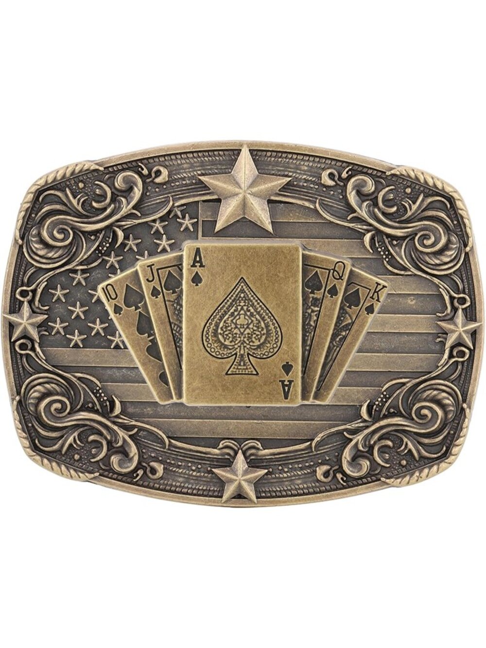 Unisex 1# Bronze Flower Vintage Poker Cowboy Texas Rodeo Belt Buckle